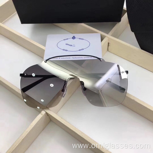 Goggle Rimless Sunglasses with Colorful Lens